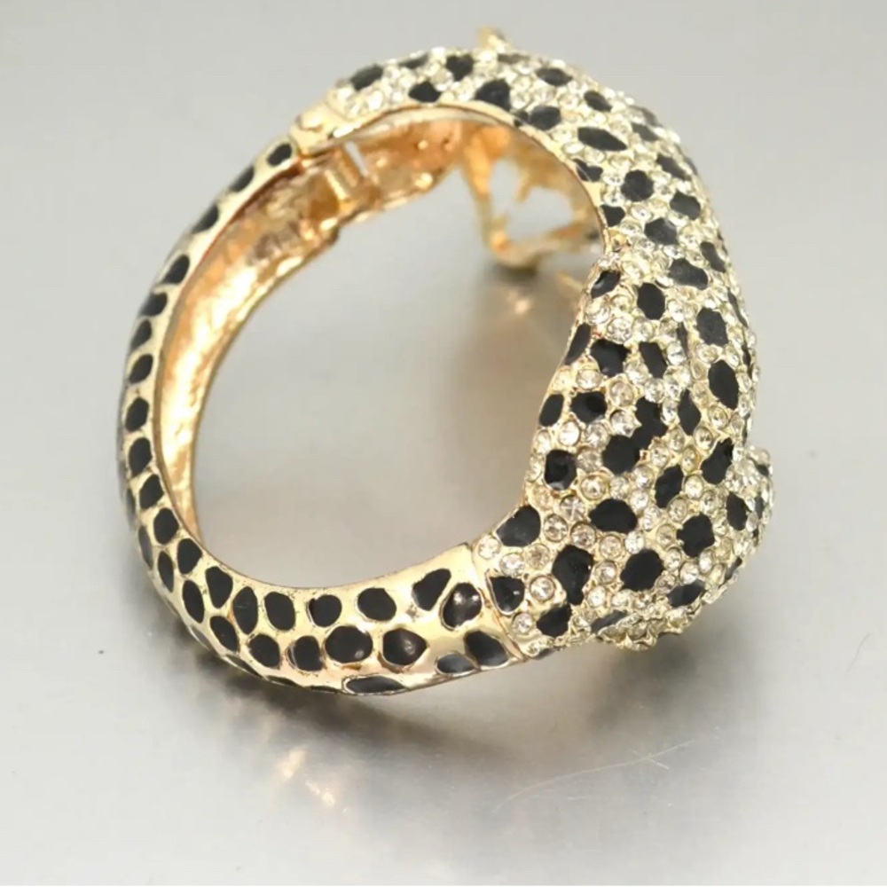 NWT ⚜️🖤⚜️ NATASHA GREEN EYED TIGERS AND LEOPARD SET NECKLACE ANX BRACELET - Picture 14 of 17
